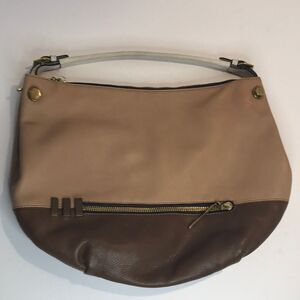 Dr Yany Brown Leather Color Block Shoulder Bag